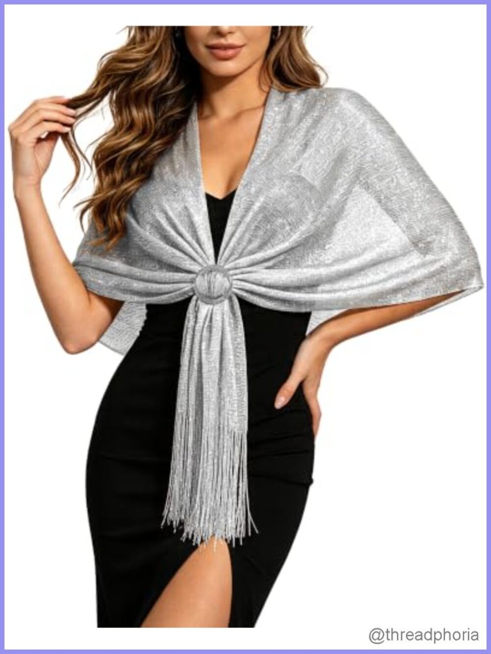 Shawl Wrap Evening Dress 100% Polyester Sparkling Free Buckle